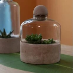 ESSCHERT DESIGN Kweekstolp Glas Op Betonbasis -Winkel Voor Plantenzaden En Meststoffen kweekstolp glas op betonbasis 1628768694 1 600