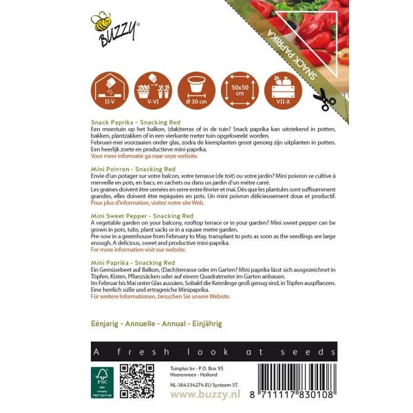 Snack paprika Snacking Red Snack Paprika Snacking Red -Winkel Voor Plantenzaden En Meststoffen snack paprika snacking red 1646840389 1615 600